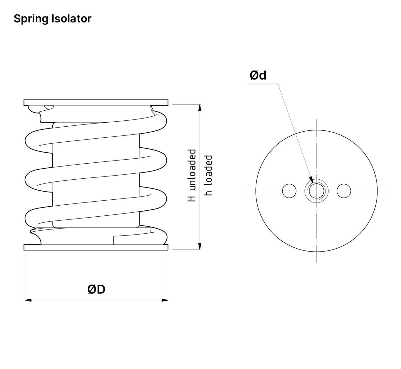 A technical drawing of the spring isolators VT4413 and VT4423