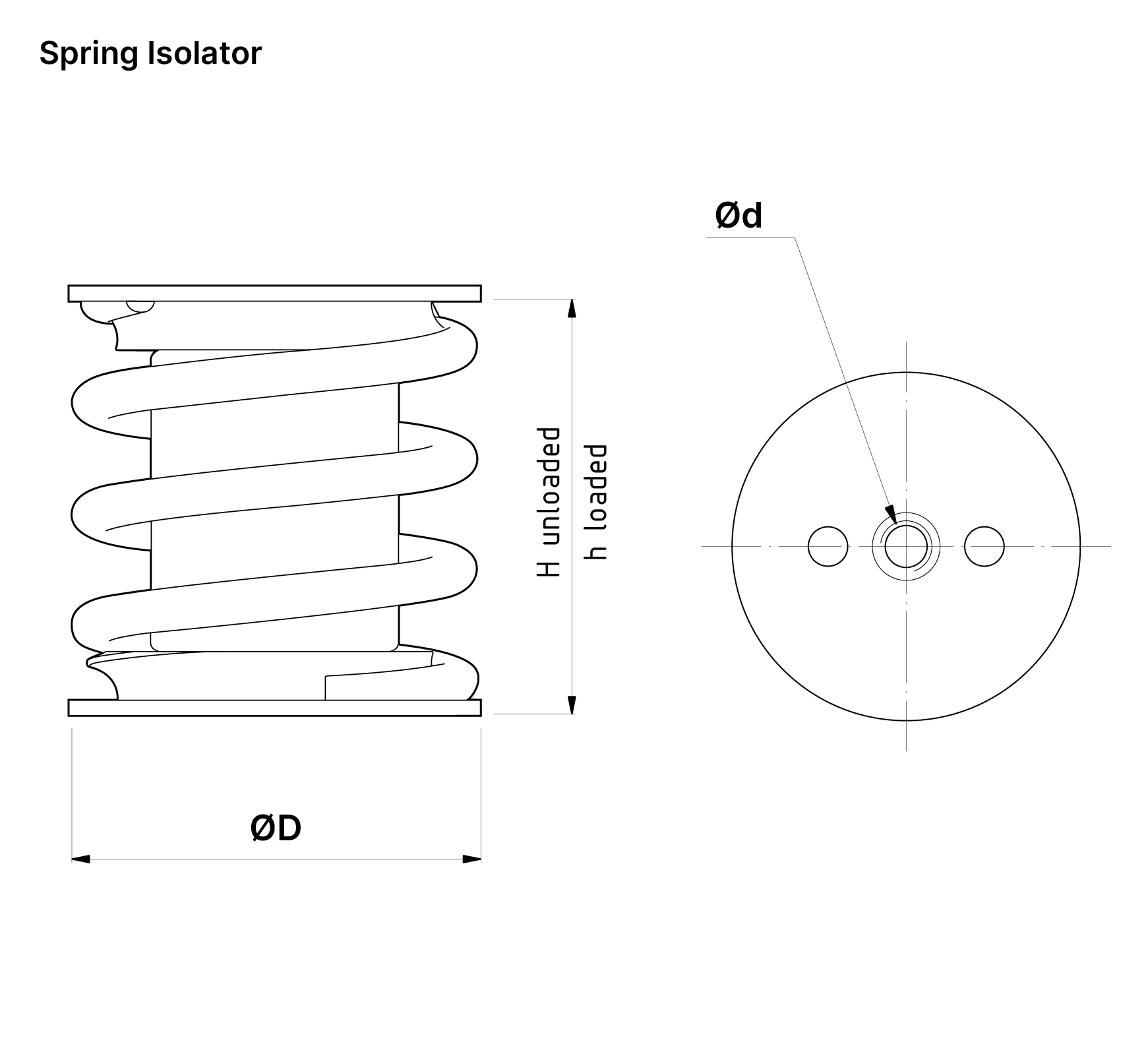 A technical drawing of the spring isolators VT4413 and VT4423