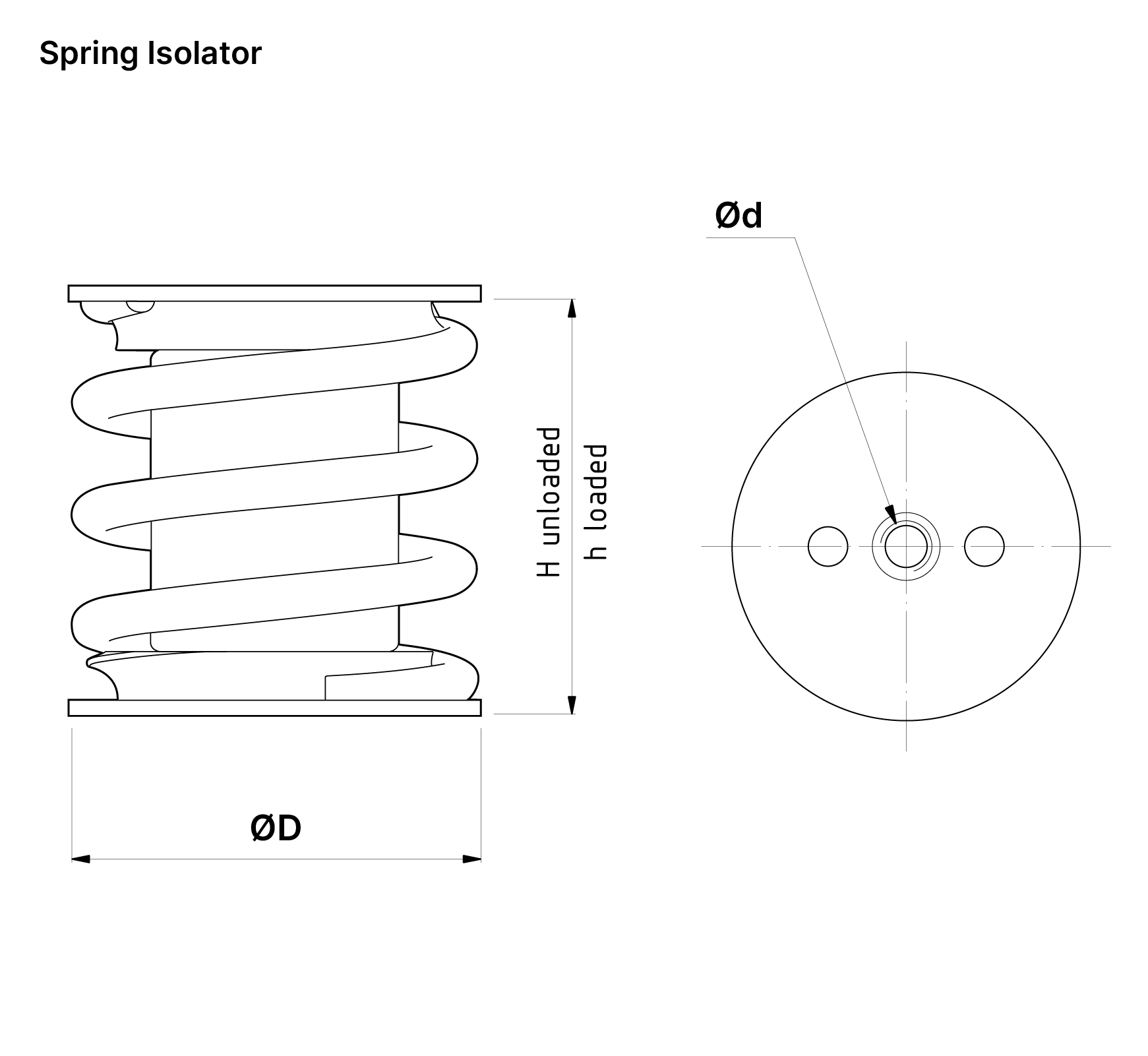 A technical drawing of the spring isolators VT4413 and VT4423