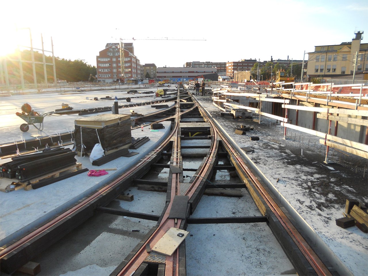 Image of embedded track at Ulvsunda depo in Stockholm.