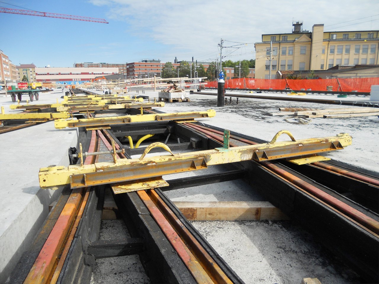 Image of embedded track at Ulvsunda depo in Stockholm.