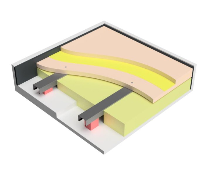 En 3d-bild av vårt VT-BAT golvsystem.