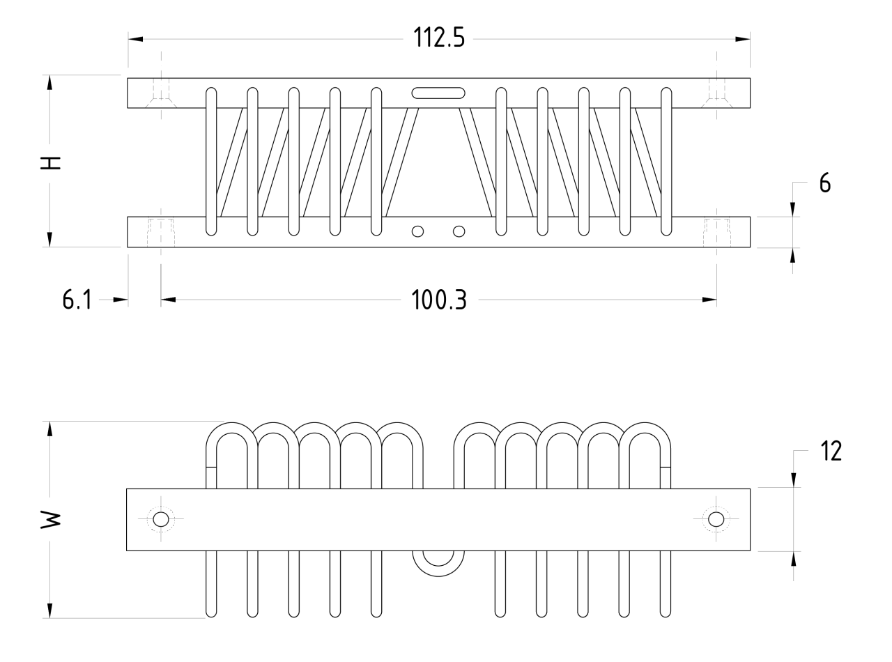 A technical drawing of wire rope isolator A02. The wire is ca 2 mm thick.