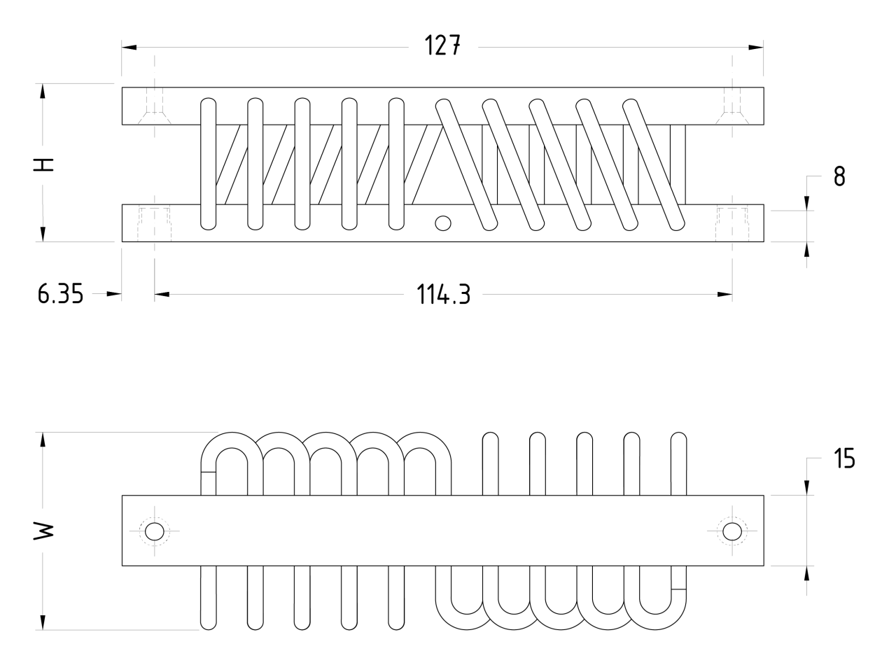 A technical drawing of wire rope isolator A03. The wire is 3 mm thick.