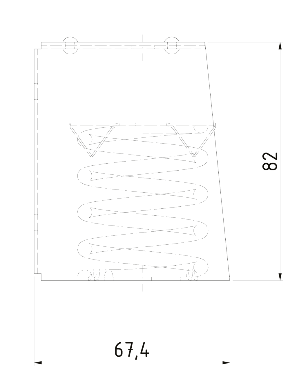 Technical drawing of the suspended Ceiling Pendant VT-MSH from Vibratec. This system has a spring isolator.