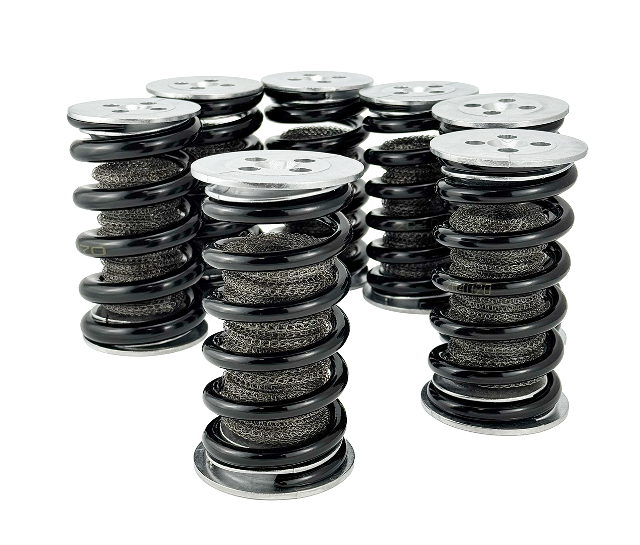 The spring isolator VT4424 series. Bigger and more heavy duty than the VT4414. It consists of 7 different springs with different load ranges but the same natural frequency.