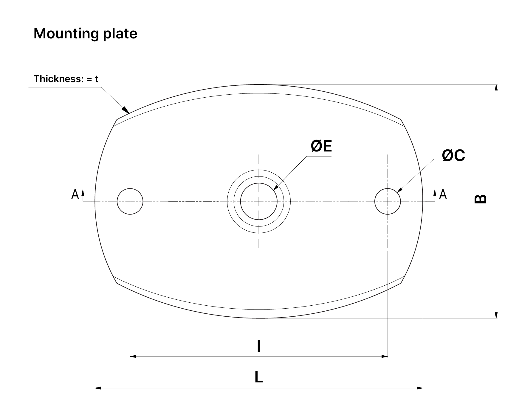 A technical drawing of our VT44XX-DM series spring isolator.