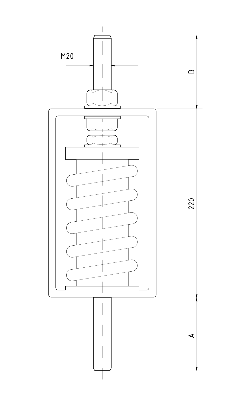 A technical drawing of or vibration isolator VT4524-2X.