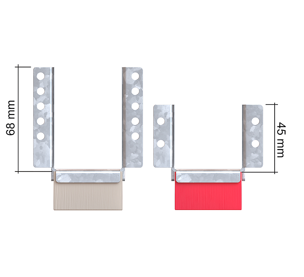 Vibratec's flexible floor bracket VT-FFB for constructing elastic, floating floors, in markets where timber joists are 48 mm in thickness. This bracket comes in two versions depending on the size of your floor joists. In this image the elastic pad is 25 mm thick.