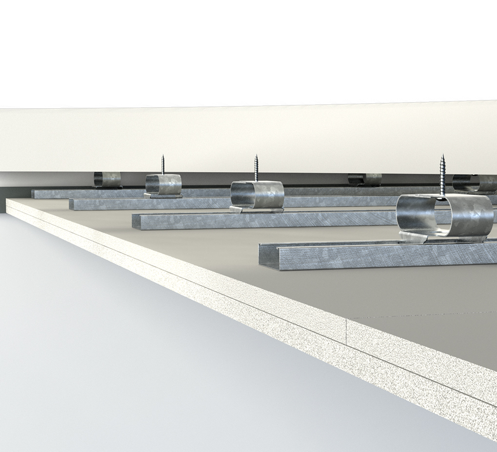 The Vibratec acoustic ceiling connector VT-ACC is designed for easy installation and good performance. The build height of the system is minimal, only 47 mm plus a recommended 3 mm deflection.