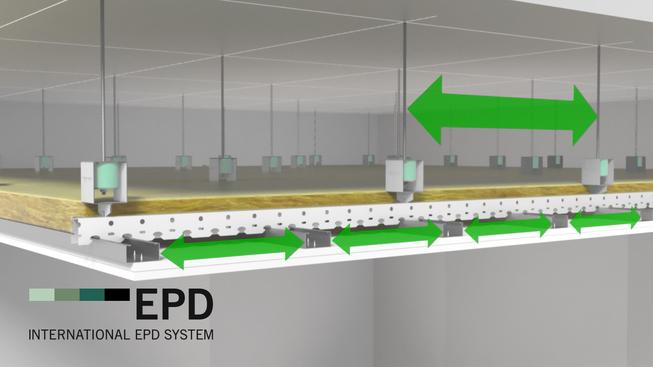 VT-CBC is an acoustic ceiling system for creating quiet and comfortable environments. It is also EPD certified.