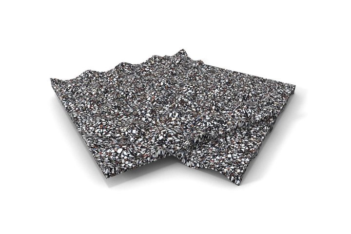 The 12 mm thick impact sound insulating material with a profiled underside is our solution for modernisation in old buildings, in solid construction and solid timber construction (CLT).