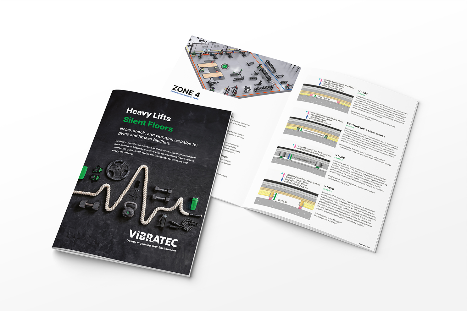 Vibrateci brošüür spordisaalide põrandalahenduste kohta.