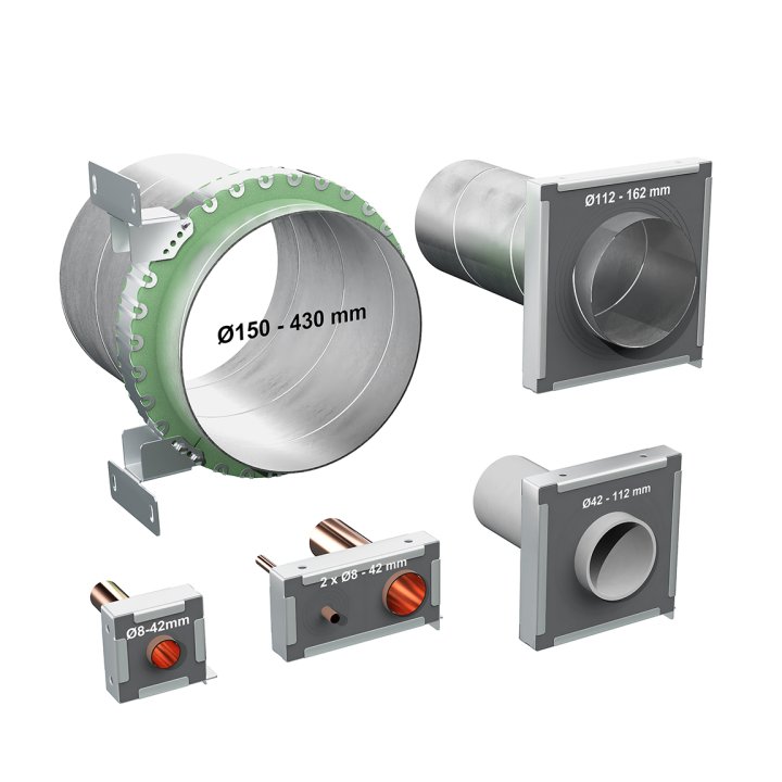 Vibratecs elastiska rörklämmor VT-VVS är utformade för att minska strukturburet buller. Vi erbjuder fem olika klämstorlekar: Small, Medium, Large, Custom och storlek Small för dubbelrör.