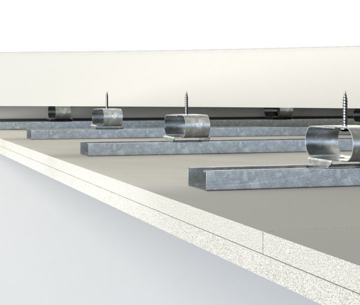 Vibratecs akustiske loftforbinder VT-ACC er designet til nem installation og god ydeevne. Systemets byggehøjde er minimal, kun 47 mm plus en anbefalet afbøjning på 3 mm.